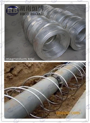 High Potential HP Extruded magnesium ribbon anode For Buries Structures supplier