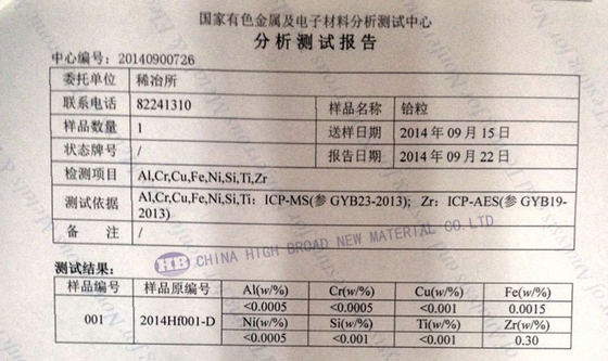Hafnium Pellet Rare Earth Oxides supplier