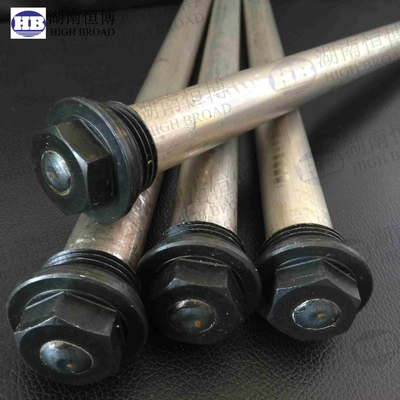 AZ31 Extruded water heater anode rod magnesium with steel Hex / hexagon head plug supplier